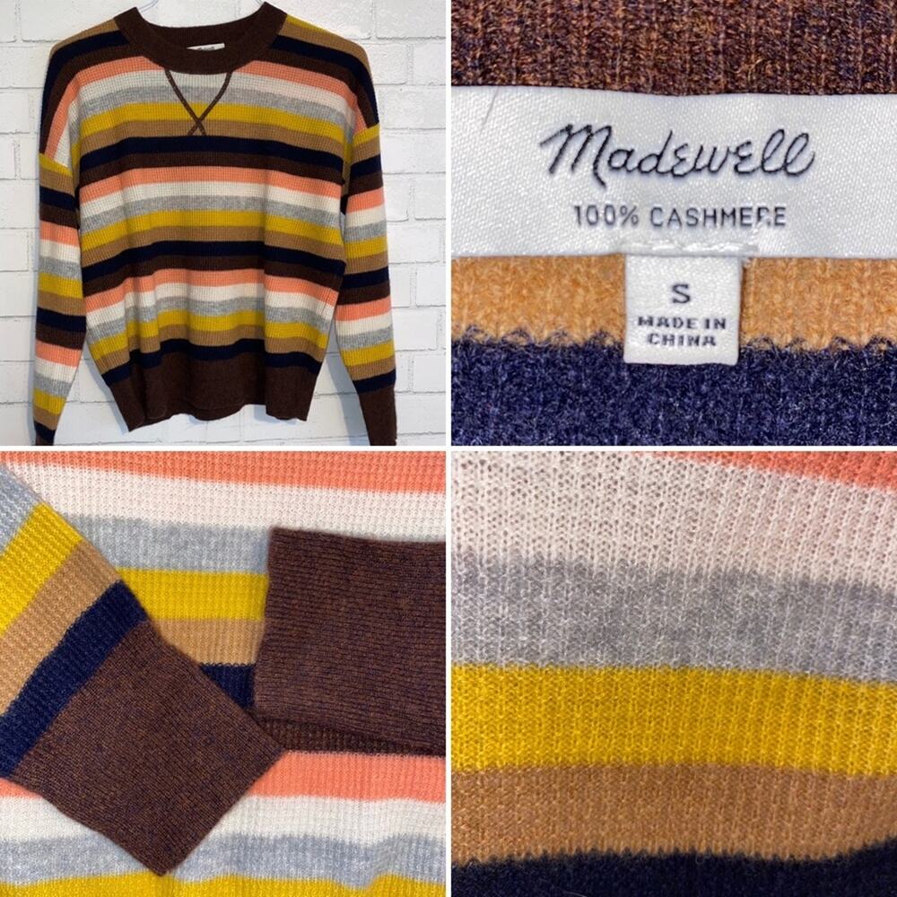 ****SOLD*****$135 Madewell 100% Cashmere Striped Sweater Small EUC